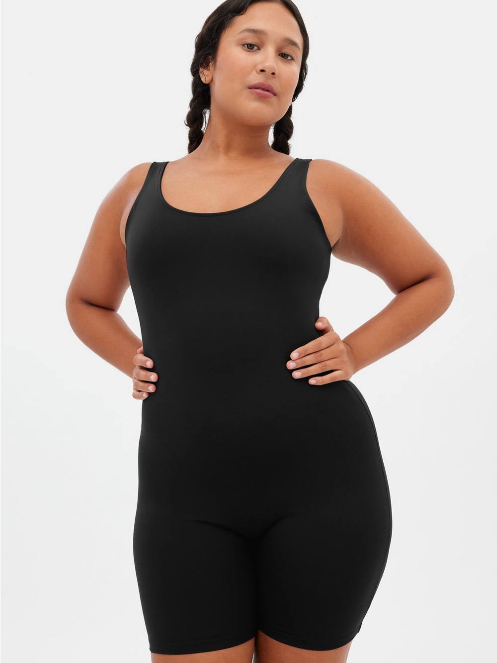 girlfriend collective Black Seamless Tank Romper